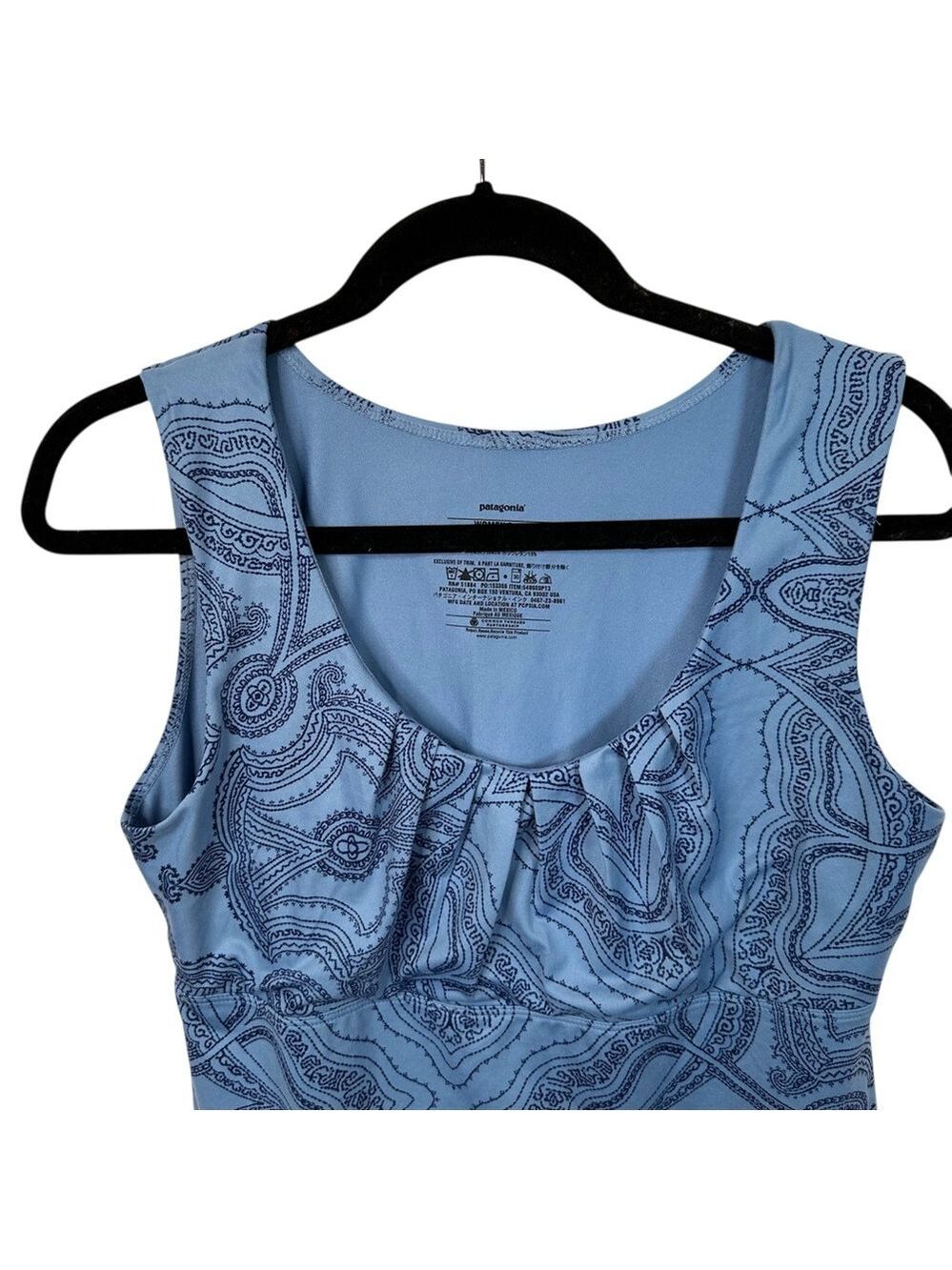 Patagonia Bandha Top Raja Railroad Blue Yoga Tank Shelf Bra Paisley Large - Picture 2 of 10